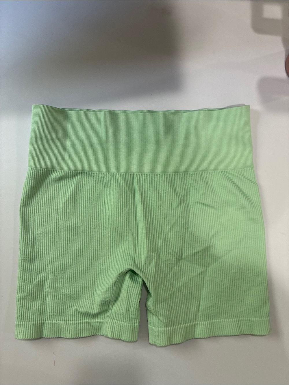 Colsie Light Green Seamless Ribbed High-Waist Athletic Shorts